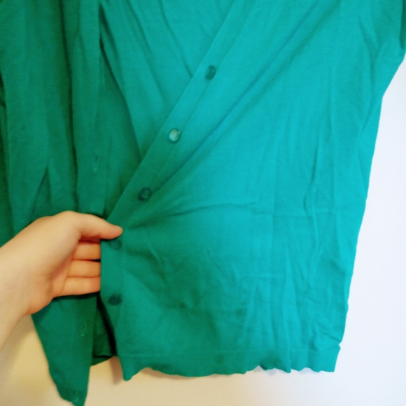 New York & Company blue green lightweight button up cardigan size small. Some pi - Picture 4 of 5